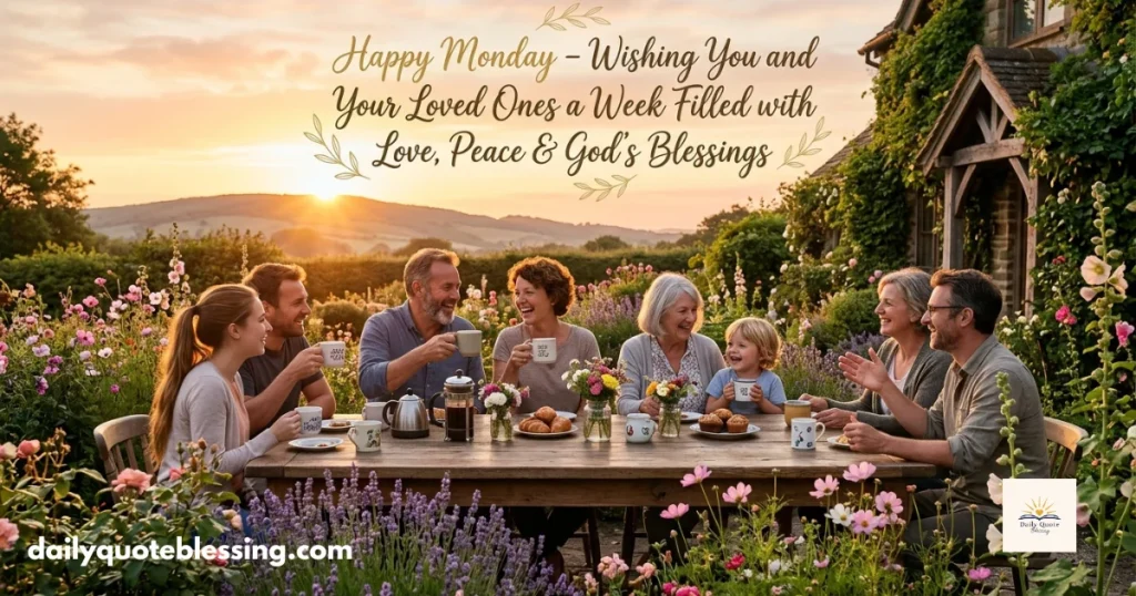 Happy Monday blessings image for friends and family with love, peace, and happiness