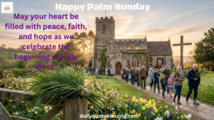 Happy Palm Sunday church at sunrise