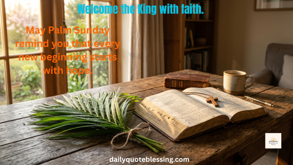Open Bible with palm branches