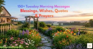 Tuesday morning messages with sunrise coffee and flowers