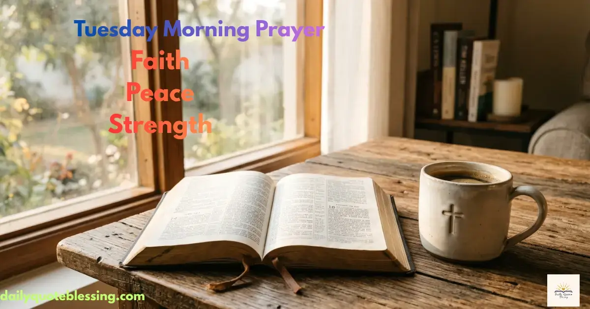 Tuesday morning prayer with Bible and sunrise