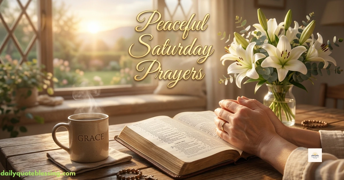 Have a Blessed Saturday prayer with an open Bible and sunrise